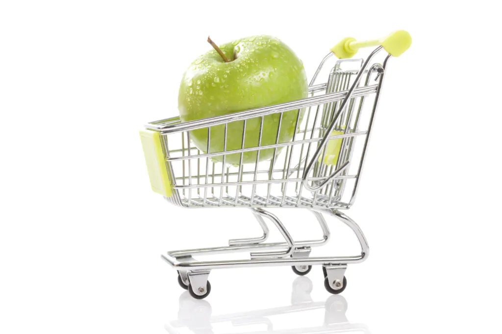 Apple in shopping cart